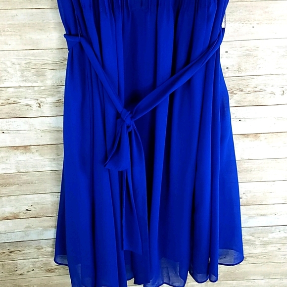 NWT, Roz & Ali, Electric blue dress with tucks, Length 40 Inches, Sz 14 - Picture 8 of 16